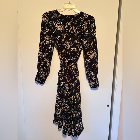 Halogen Black and White Floral Long Sleeve Dress - Picture 2 of 7